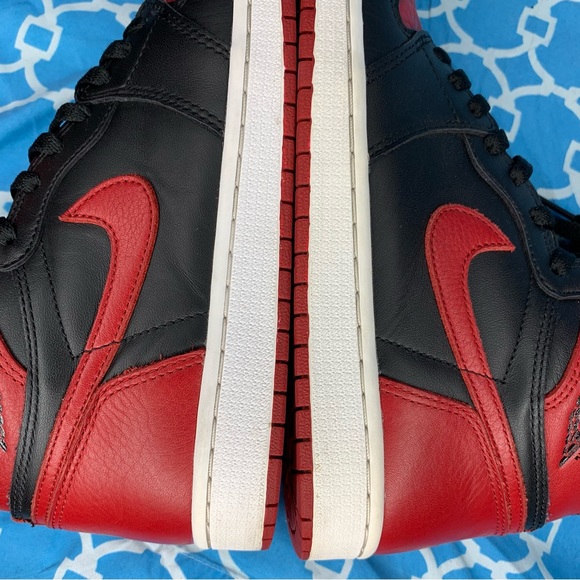 Nike Men’s size 9 Air Jordan 1 high Banned Retro OG bred black red 2016 rare vtg - Picture 6 of 12